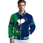 vancouver canucks snoopy attitude blue varsity jacket best selling