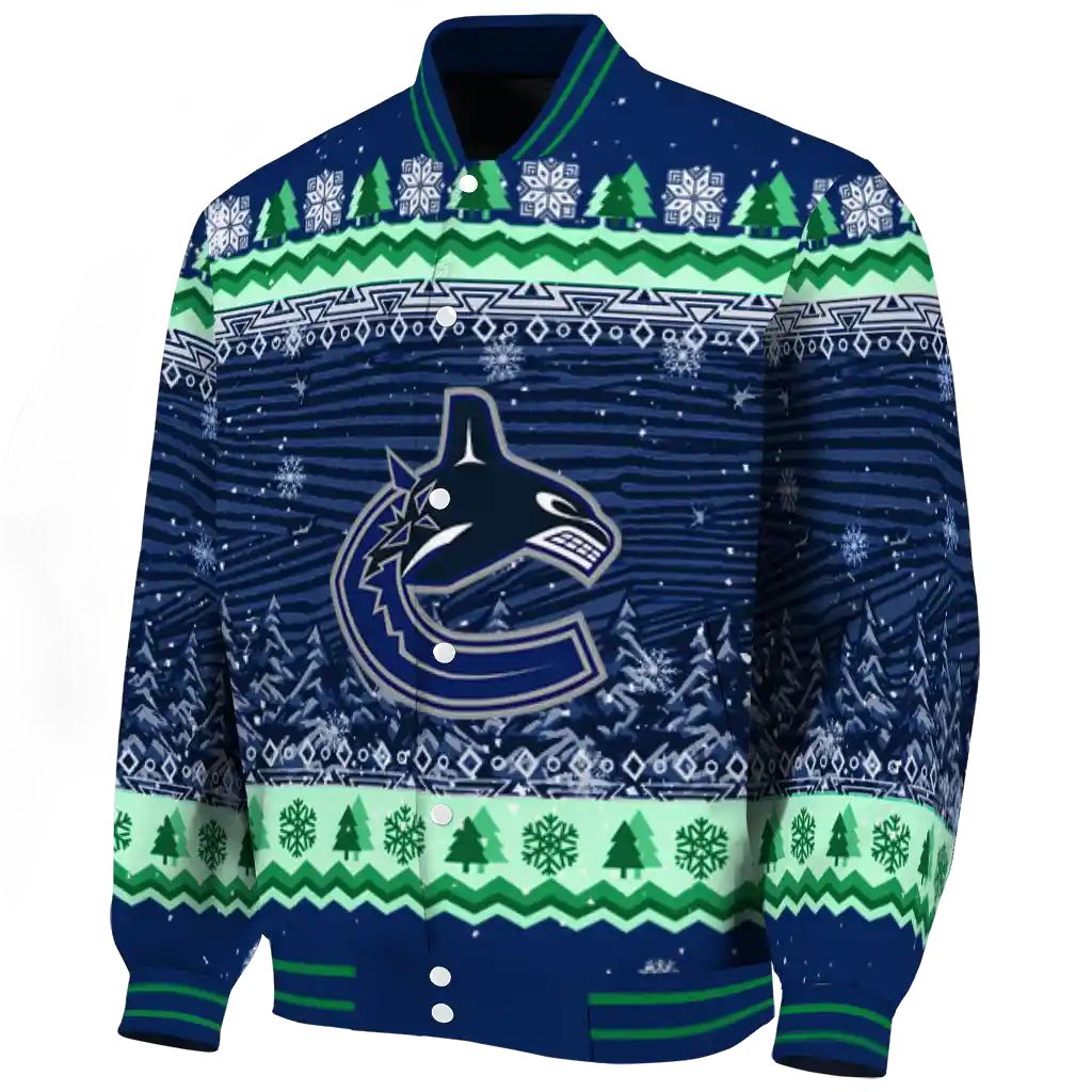 vancouver canucks snowy pines blue varsity jacket best selling vancouver canucks snowy pines blue varsity jacket best selling