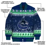 vancouver canucks snowy pines blue varsity jacket best selling
