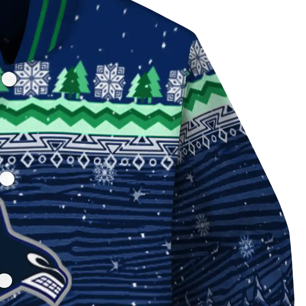 vancouver canucks snowy pines blue varsity jacket premium grade vancouver canucks snowy pines blue varsity jacket premium grade