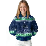 vancouver canucks snowy pines blue varsity jacket best selling