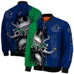 vancouver canucks spooky grin blue bomber jacket best selling