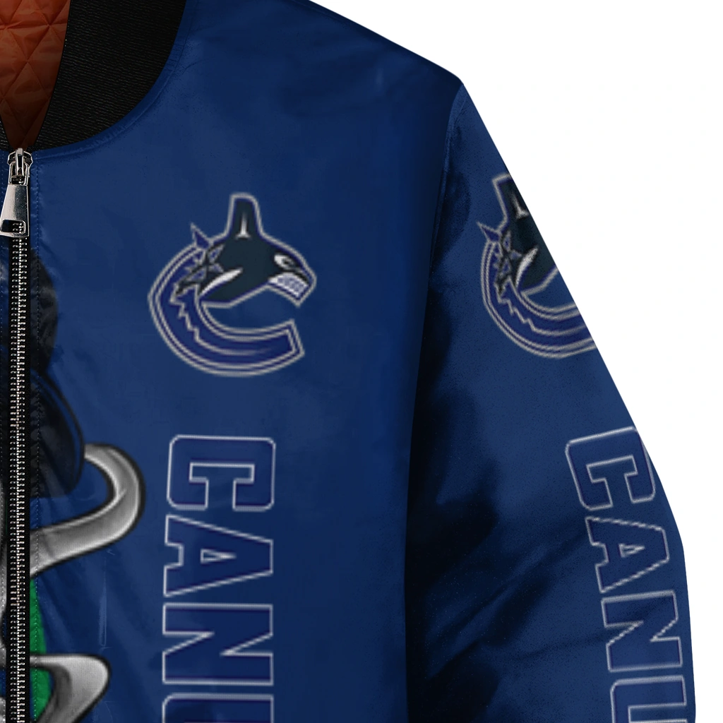vancouver canucks spooky grin blue bomber jacket premium grade vancouver canucks spooky grin blue bomber jacket premium grade