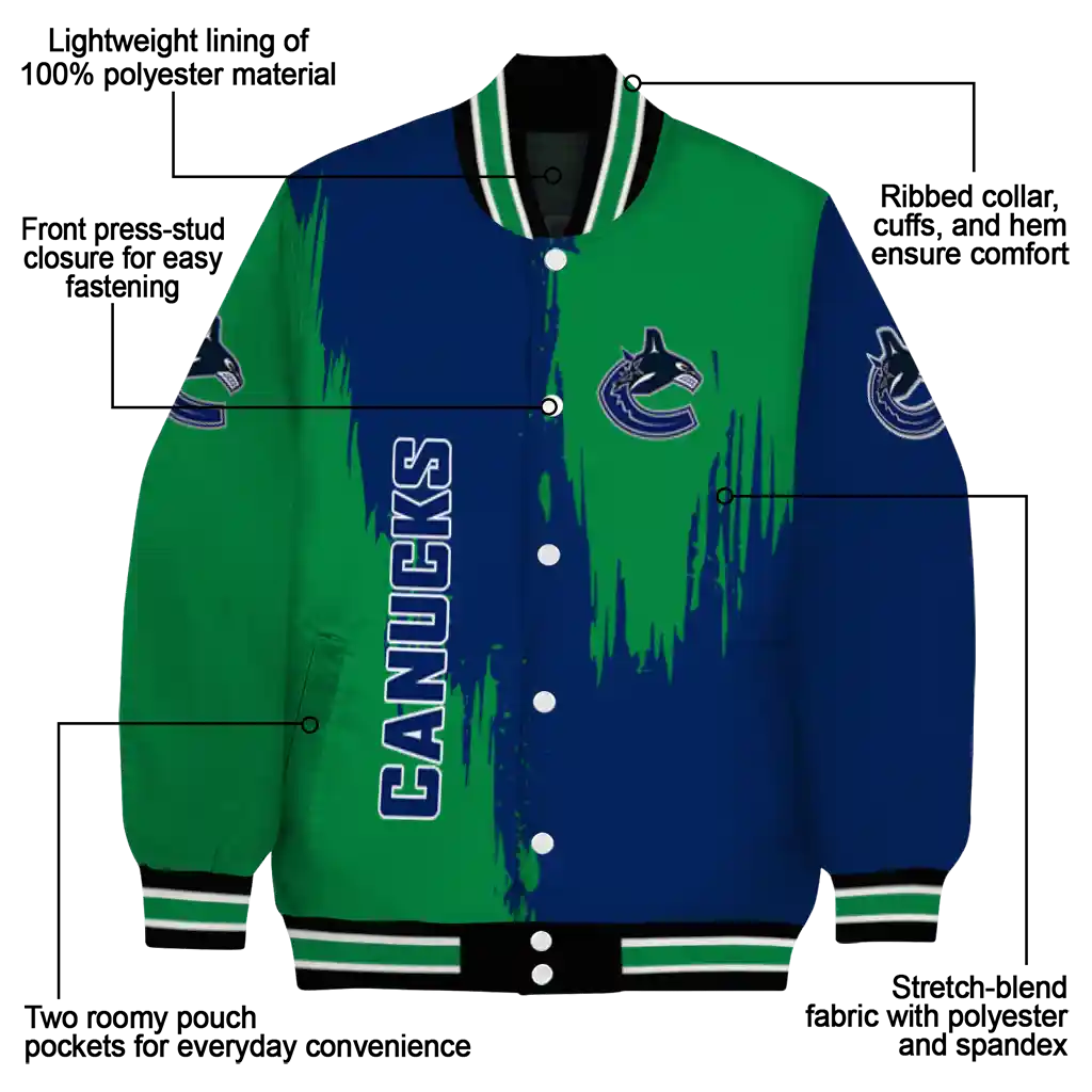 vancouver canucks urban mark blue varsity jacket new arrival vancouver canucks urban mark blue varsity jacket new arrival