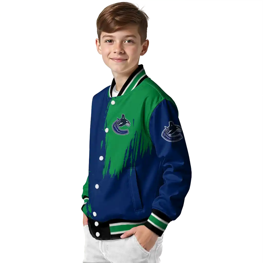 vancouver canucks urban mark blue varsity jacket trendy vancouver canucks urban mark blue varsity jacket trendy