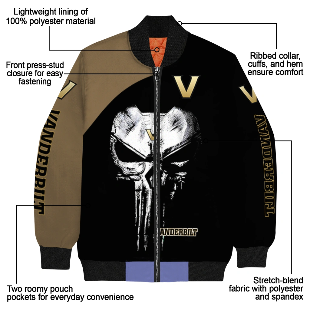 vanderbilt commodores edgy mask black bomber jacket new arrival vanderbilt commodores edgy mask black bomber jacket new arrival