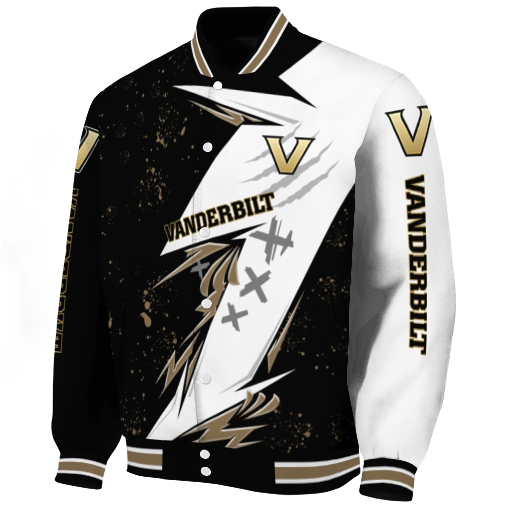 vanderbilt commodores ripped bolt black white varsity jacket best selling vanderbilt commodores ripped bolt black white varsity jacket best selling