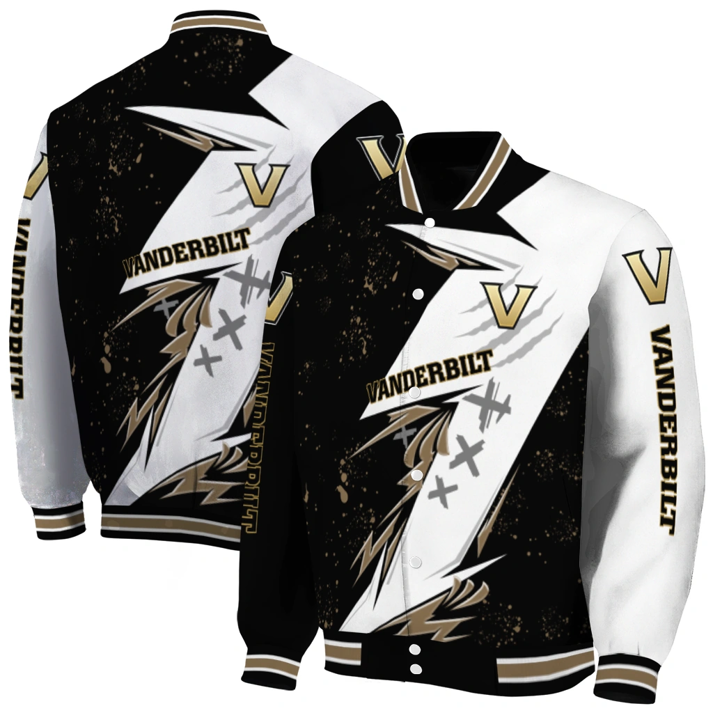 vanderbilt commodores ripped bolt black white varsity jacket fashion forward vanderbilt commodores ripped bolt black white varsity jacket fashion forward