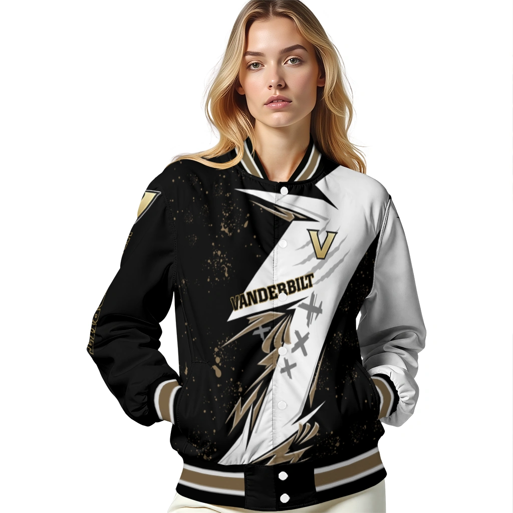 vanderbilt commodores ripped bolt black white varsity jacket latest model vanderbilt commodores ripped bolt black white varsity jacket latest model