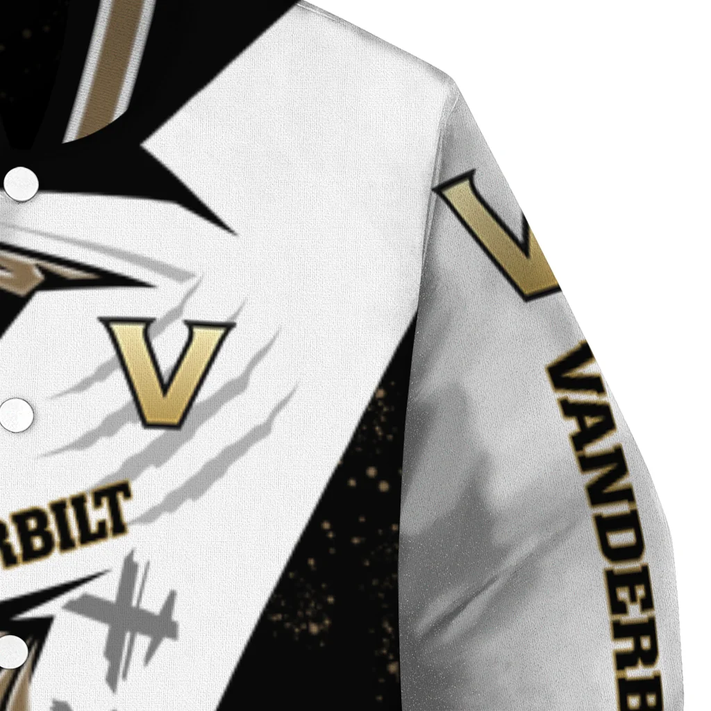 vanderbilt commodores ripped bolt black white varsity jacket premium grade vanderbilt commodores ripped bolt black white varsity jacket premium grade