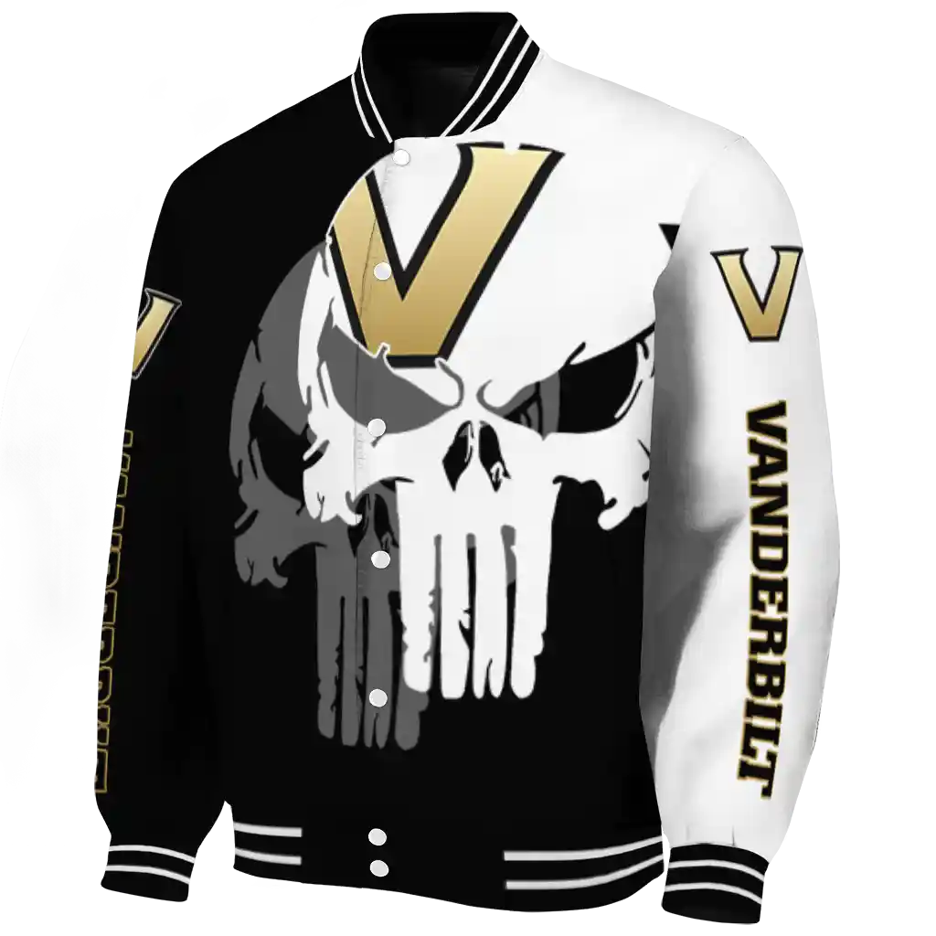vanderbilt commodores skull outline black white varsity jacket best selling vanderbilt commodores skull outline black white varsity jacket best selling