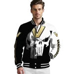 vanderbilt commodores skull outline black white varsity jacket best selling