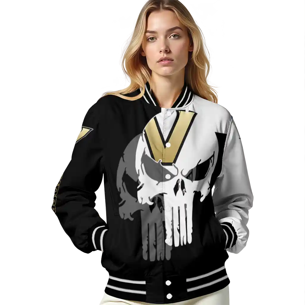 vanderbilt commodores skull outline black white varsity jacket latest model vanderbilt commodores skull outline black white varsity jacket latest model