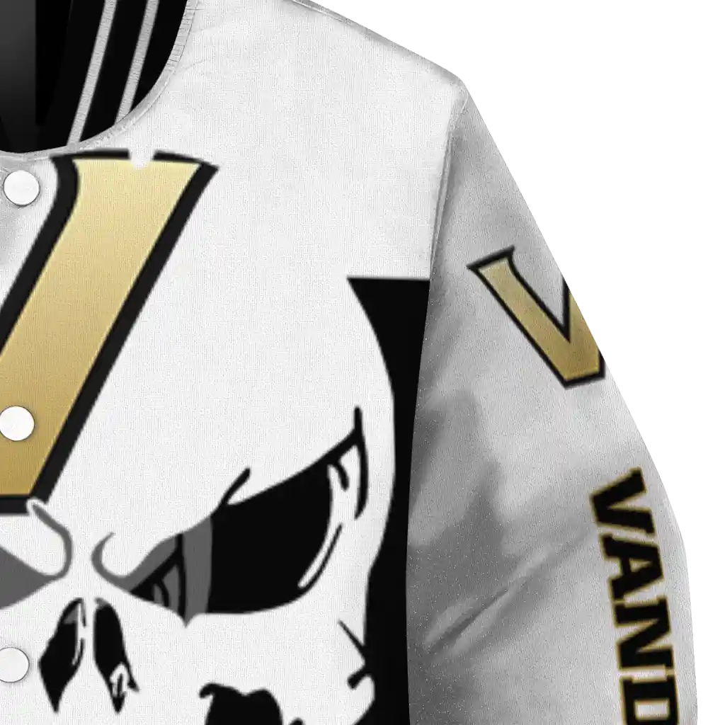 vanderbilt commodores skull outline black white varsity jacket premium grade vanderbilt commodores skull outline black white varsity jacket premium grade