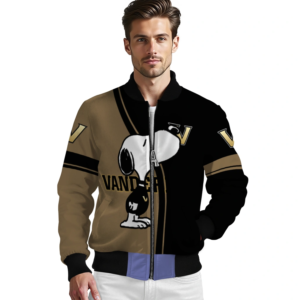 vanderbilt commodores snoopy attitude black bomber jacket high quality vanderbilt commodores snoopy attitude black bomber jacket high quality