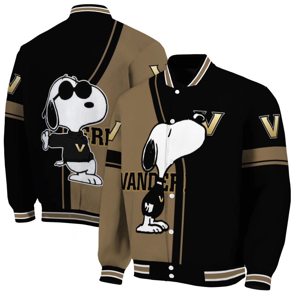 vanderbilt commodores snoopy attitude black varsity jacket fashion forward vanderbilt commodores snoopy attitude black varsity jacket fashion forward