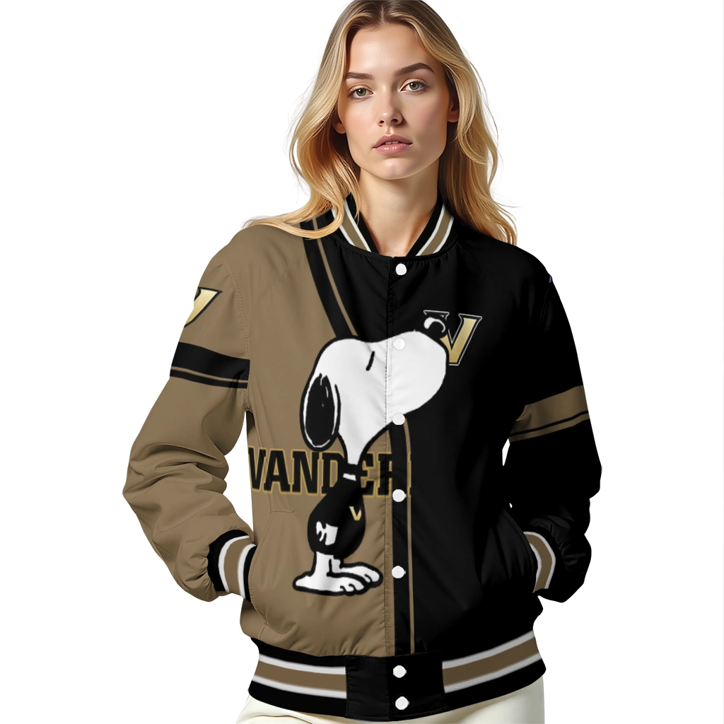 vanderbilt commodores snoopy attitude black varsity jacket latest model vanderbilt commodores snoopy attitude black varsity jacket latest model