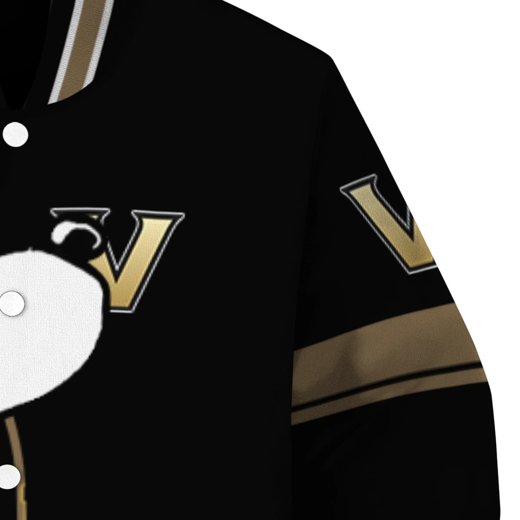 vanderbilt commodores snoopy attitude black varsity jacket premium grade vanderbilt commodores snoopy attitude black varsity jacket premium grade