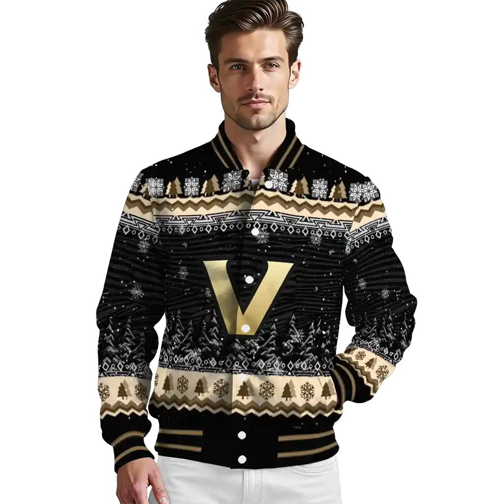 vanderbilt commodores snowy pines black varsity jacket high quality vanderbilt commodores snowy pines black varsity jacket high quality