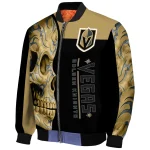 vegas golden knights fire skull tan black bomber jacket best selling