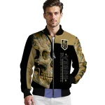 vegas golden knights fire skull tan black bomber jacket best selling