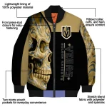 vegas golden knights fire skull tan black bomber jacket best selling