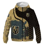 vegas golden knights hex grid texture tan black windbreaker jacket best selling