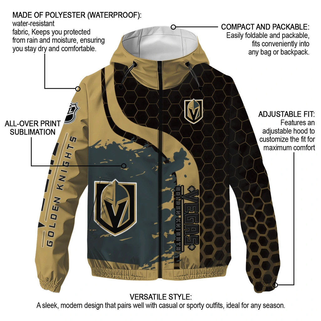 vegas golden knights hex grid texture tan black windbreaker jacket new arrival vegas golden knights hex grid texture tan black windbreaker jacket new arrival
