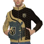 vegas golden knights hex grid texture tan black windbreaker jacket best selling