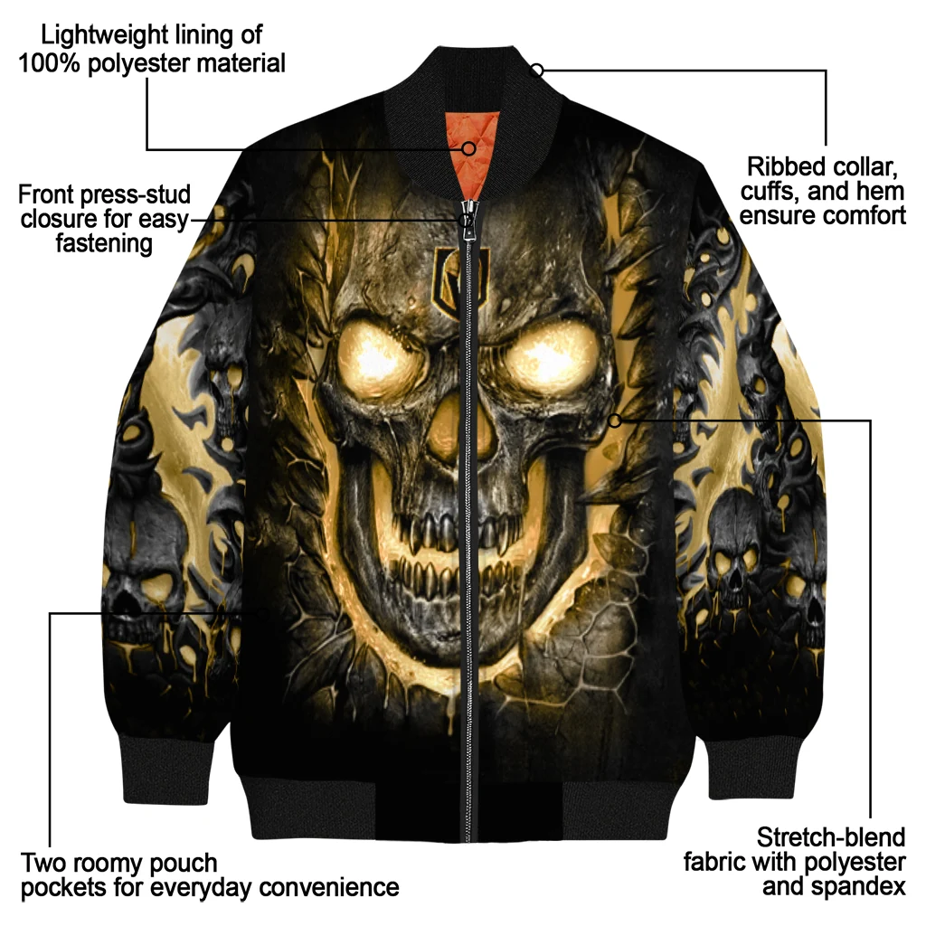 vegas golden knights inferno skull tan black bomber jacket new arrival vegas golden knights inferno skull tan black bomber jacket new arrival