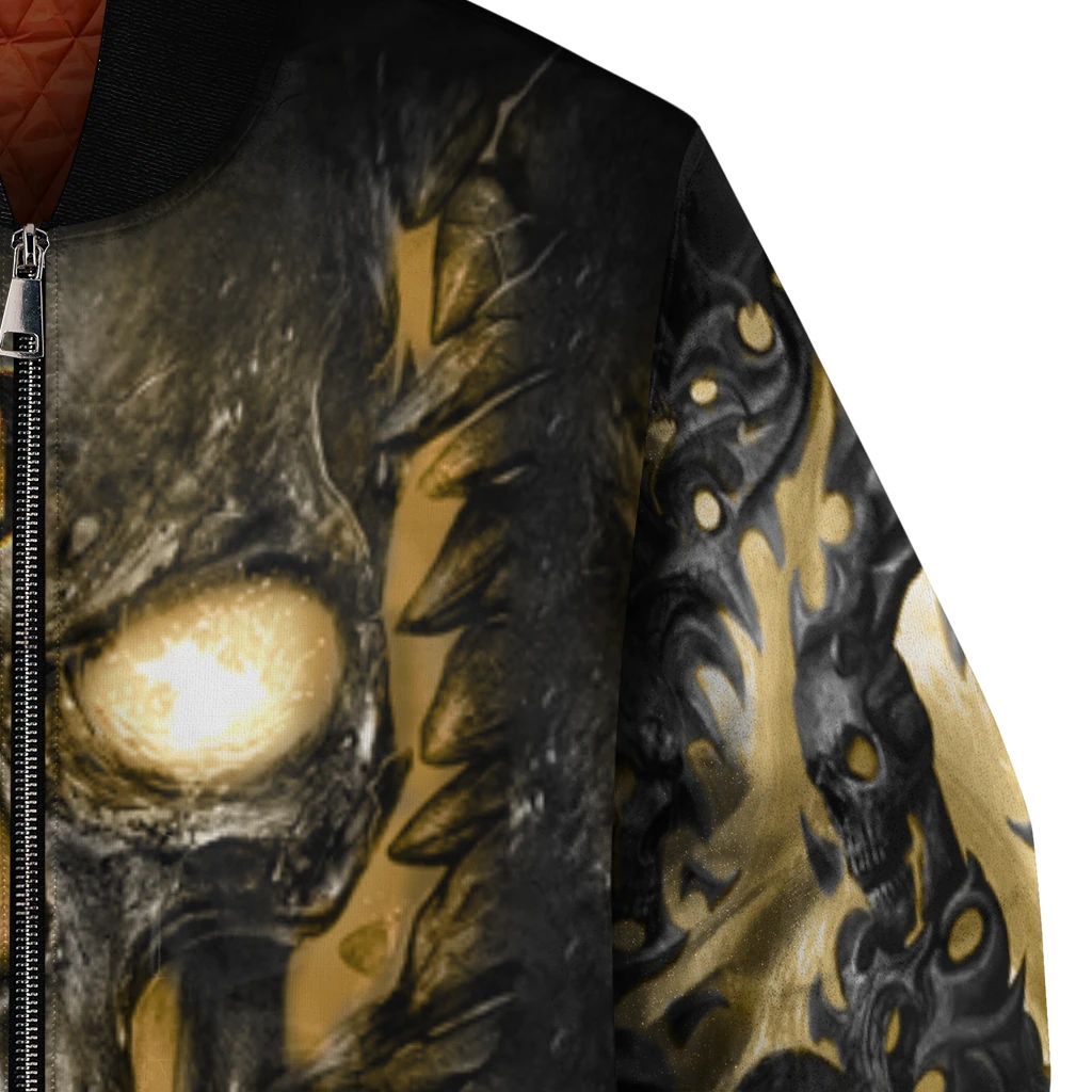 vegas golden knights inferno skull tan black bomber jacket premium grade vegas golden knights inferno skull tan black bomber jacket premium grade