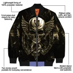vegas golden knights skull bite tan black bomber jacket best selling