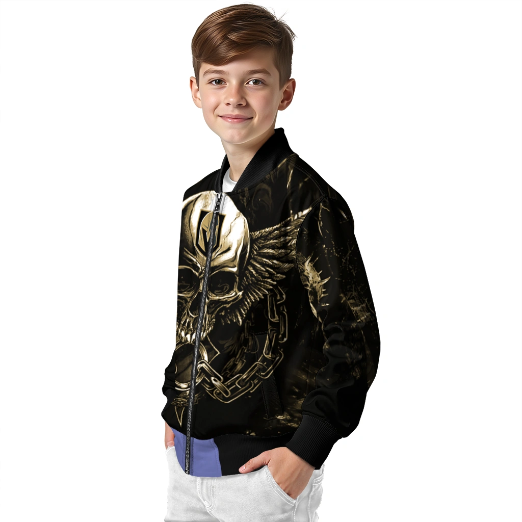 vegas golden knights skull bite tan black bomber jacket trendy vegas golden knights skull bite tan black bomber jacket trendy