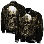 vegas golden knights skull bite tan black varsity jacket best selling