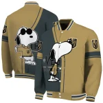 vegas golden knights snoopy attitude tan varsity jacket best selling
