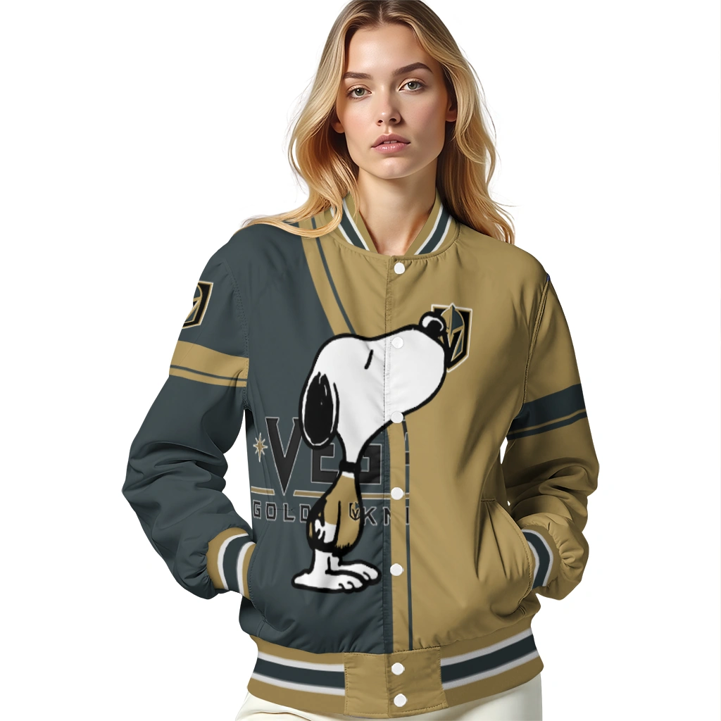 vegas golden knights snoopy attitude tan varsity jacket latest model vegas golden knights snoopy attitude tan varsity jacket latest model