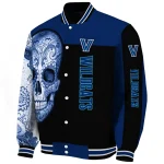 villanova wildcats intricate skull navy black varsity jacket best selling