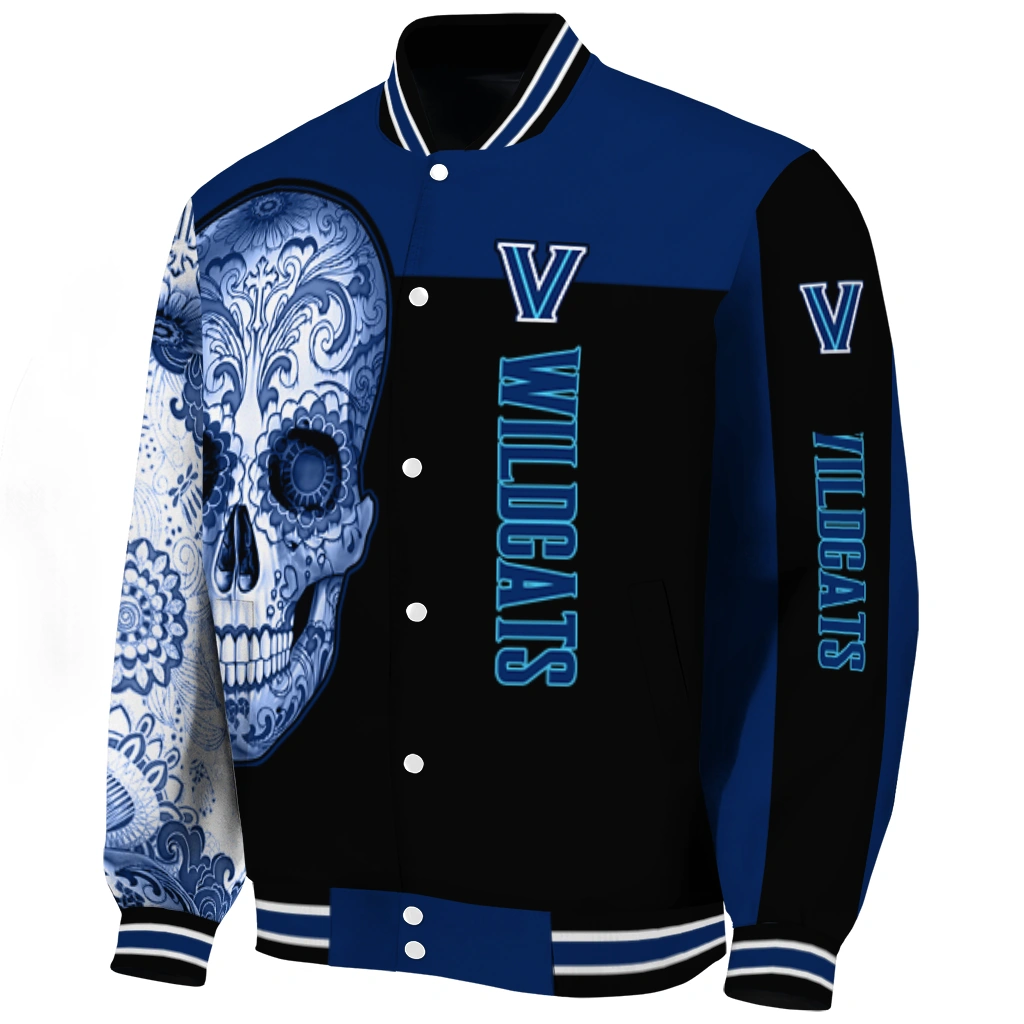 villanova wildcats intricate skull navy black varsity jacket best selling villanova wildcats intricate skull navy black varsity jacket best selling