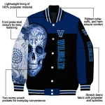 villanova wildcats intricate skull navy black varsity jacket best selling