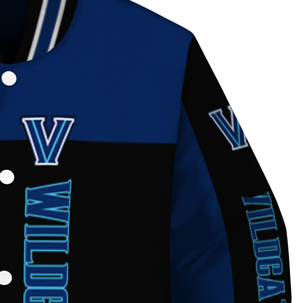 villanova wildcats intricate skull navy black varsity jacket premium grade villanova wildcats intricate skull navy black varsity jacket premium grade