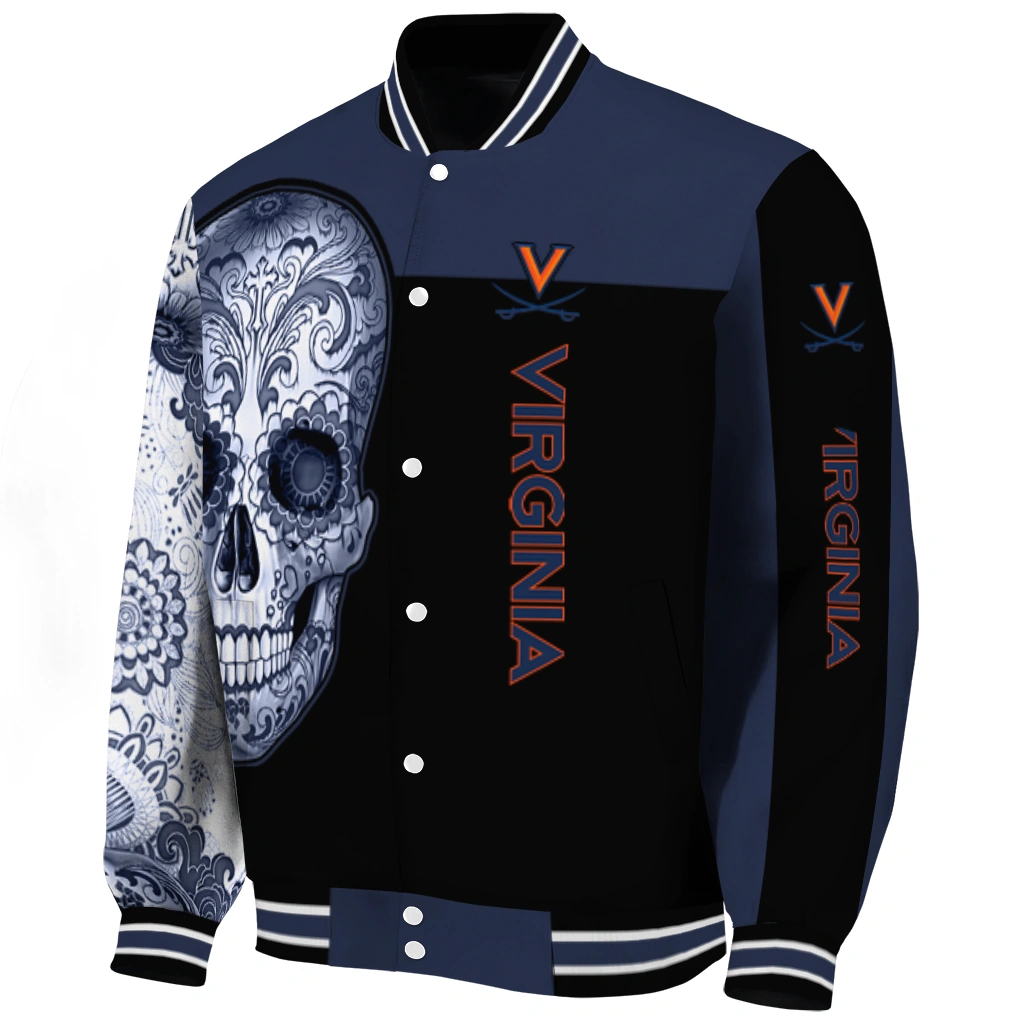 virginia cavaliers intricate skull blue black varsity jacket best selling virginia cavaliers intricate skull blue black varsity jacket best selling