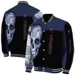 virginia cavaliers intricate skull blue black varsity jacket best selling