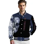 virginia cavaliers intricate skull blue black varsity jacket best selling