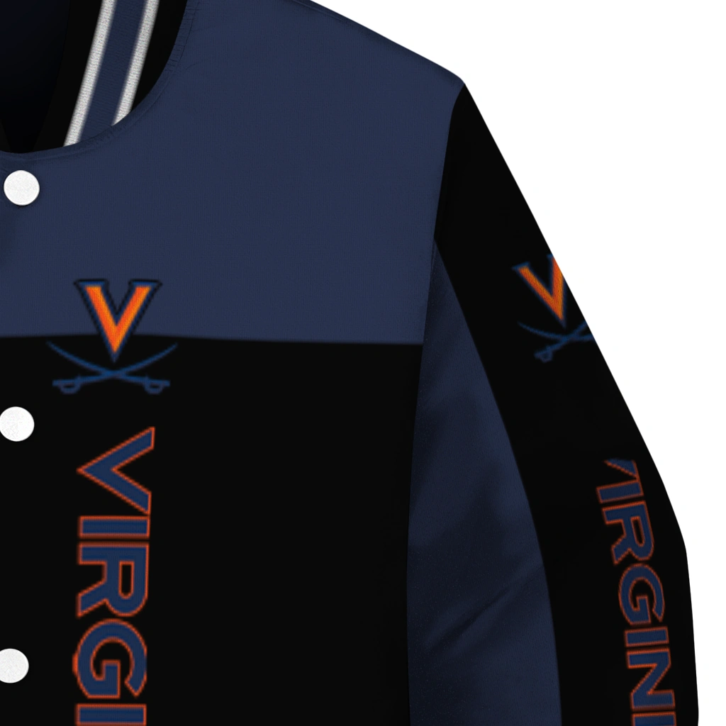 virginia cavaliers intricate skull blue black varsity jacket premium grade virginia cavaliers intricate skull blue black varsity jacket premium grade