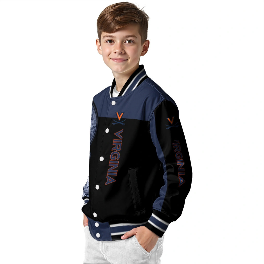 virginia cavaliers intricate skull blue black varsity jacket trendy virginia cavaliers intricate skull blue black varsity jacket trendy