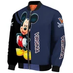 virginia cavaliers mickey mouse blue bomber jacket best selling