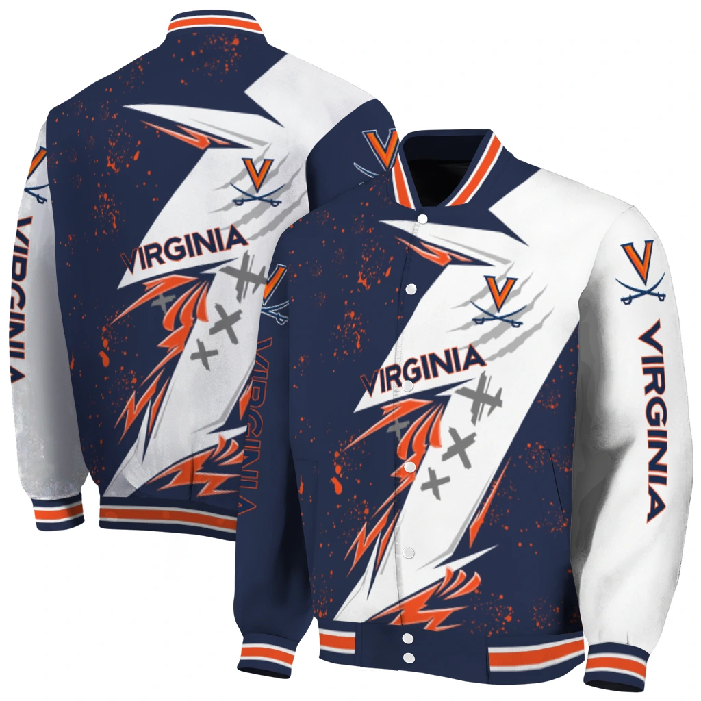virginia cavaliers ripped bolt blue white varsity jacket fashion forward virginia cavaliers ripped bolt blue white varsity jacket fashion forward