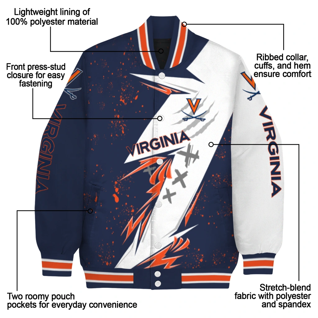 virginia cavaliers ripped bolt blue white varsity jacket new arrival virginia cavaliers ripped bolt blue white varsity jacket new arrival