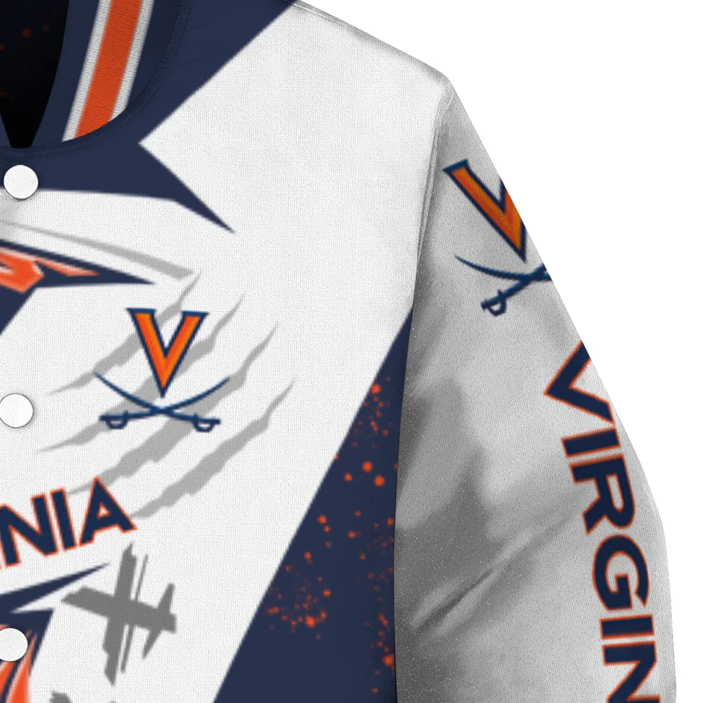 virginia cavaliers ripped bolt blue white varsity jacket premium grade virginia cavaliers ripped bolt blue white varsity jacket premium grade