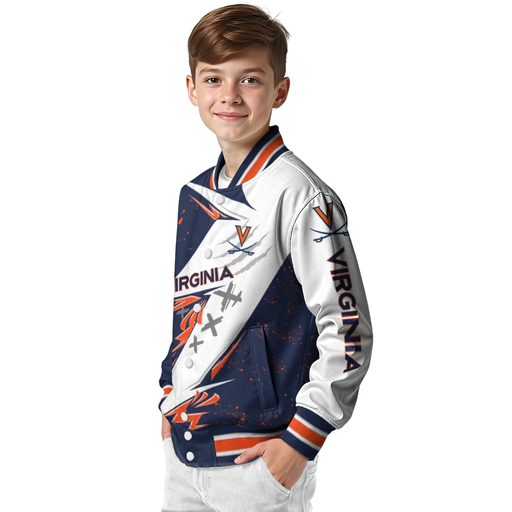 virginia cavaliers ripped bolt blue white varsity jacket trendy virginia cavaliers ripped bolt blue white varsity jacket trendy